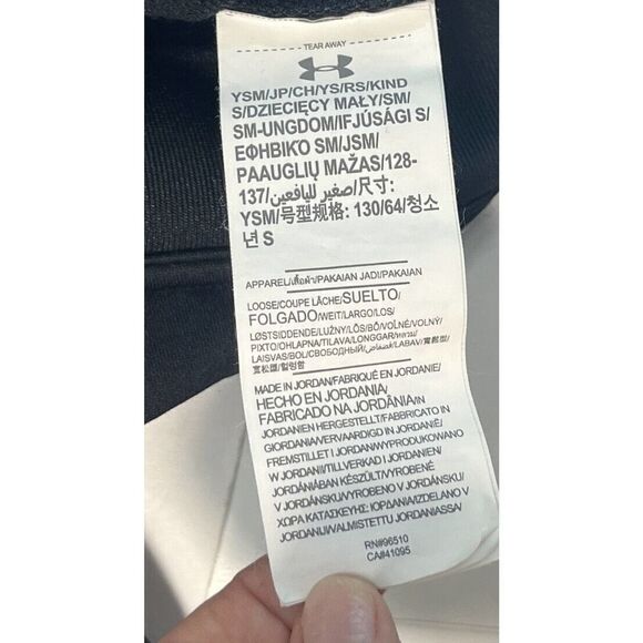 Under Armour Boys Loose Sweatshirt Hoodie YSM American Flag Stars Gray Arm - Picture 6 of 16